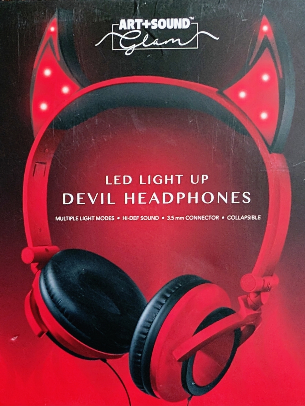 LED Devil Horn Headphones Red Y2K Gaming Cosplay Over Ear New In Box
